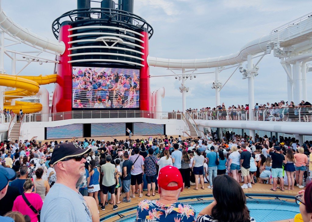Deck party at Funnel Vision on a Disney cruise